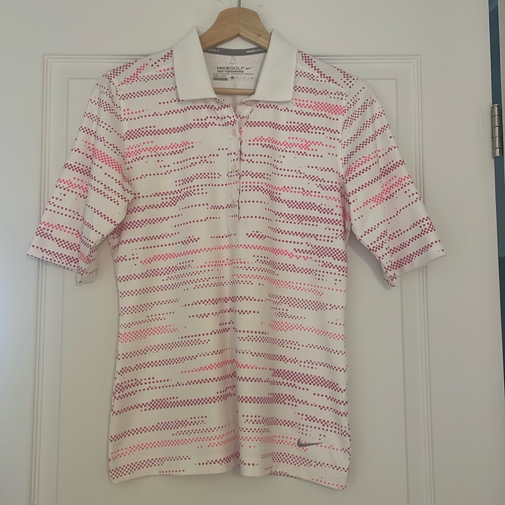 Women's Nike Pink and White Polo Shirt